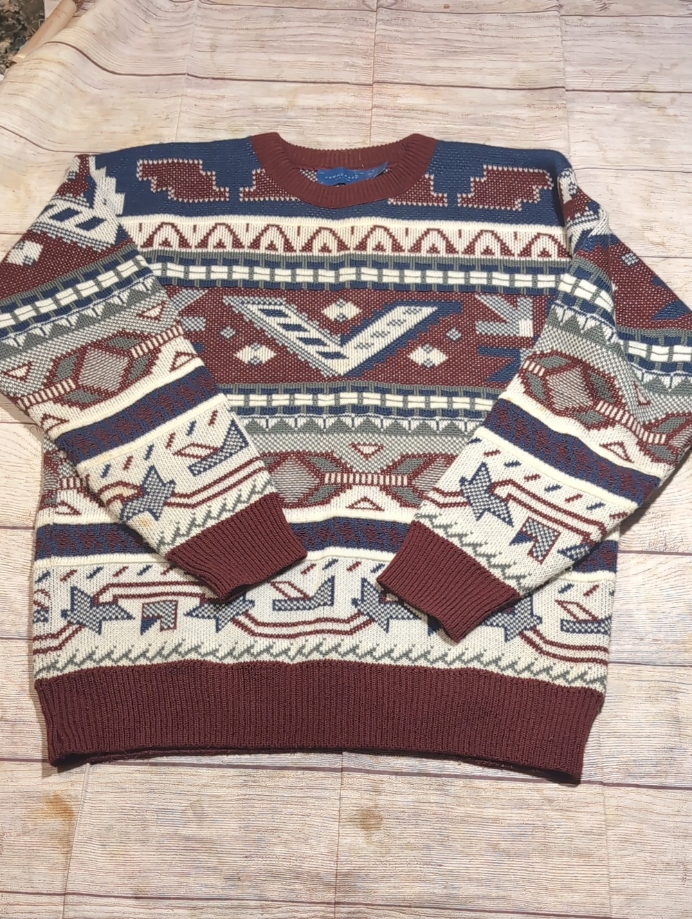 Towncraft Men's Vintage Geometric Southwestern Grampa  Sweater Size M